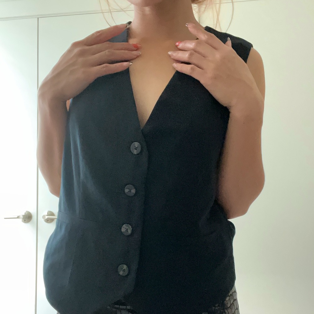 Abercrombie & Fitch Black Linen Sleeveless Vest